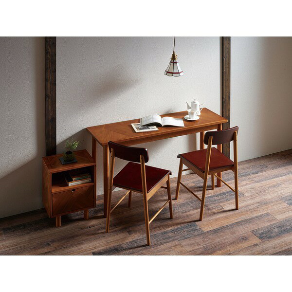 ロングデスク/パソコンデスク 【幅1300×奥行400×高さ680mm】 木製 〔リビング ダイニング〕 組立品【代引不可】[21] [2]