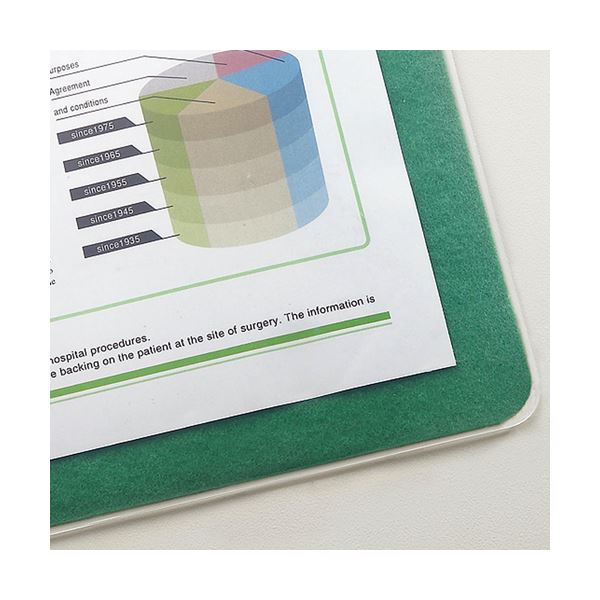 TANOSEE再生透明オレフィンデスクマット ダブル（下敷付） 1190×690mm グリーン 1セット（5枚）[21]