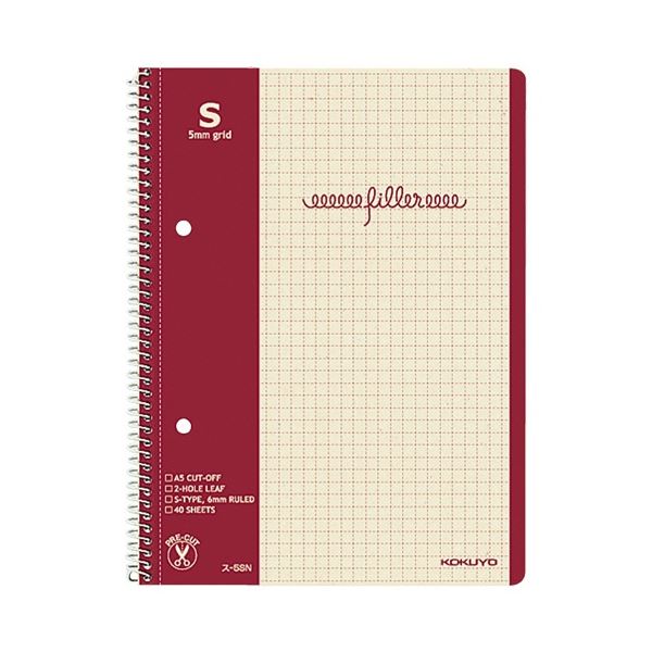 (まとめ) コクヨ フィラーノート(スパイラルとじ) A5 5mm方眼罫 40枚 ス-5SN 1セット(10冊) 【×3セット】[21](3)