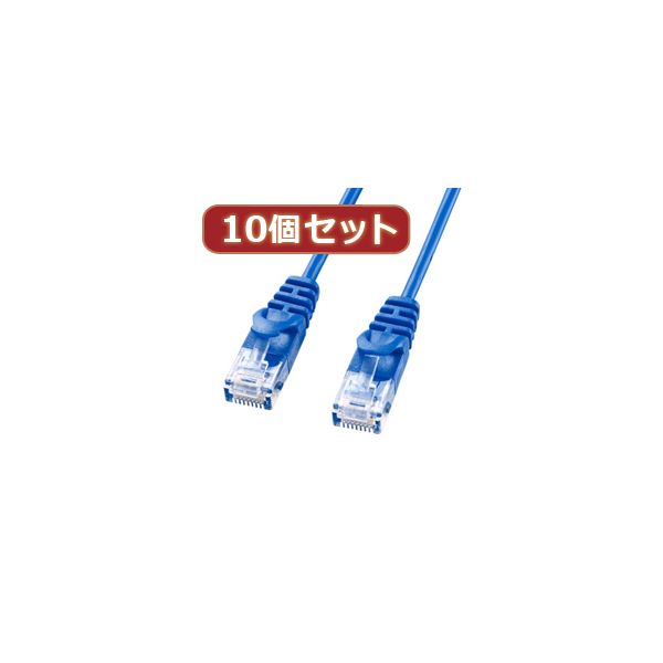 10個セットサンワサプライ カテゴリ6極細LANケーブル LA-SL6-02BLX10[21]