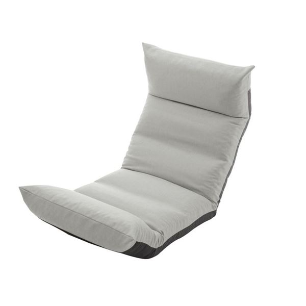 リクライニング フロアチェア/座椅子 【グレー】 幅54cm 日本製 折りたたみ収納可 スチールパイプ ウレタン 〔リビング〕【代引不可】[21] [2]