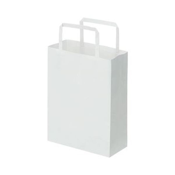 （まとめ）TANOSEE 紙手提袋 平紐 極小ヨコ180×タテ240×マチ幅80mm 白無地 1セット（300枚：50枚×6パック）【×3セット】[21]