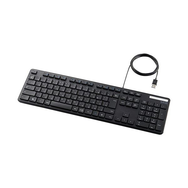 (まとめ) エレコム 抗菌 有線薄型フルキーボード ブラック TK-FCM108KBK 1台 【×3セット】[21]