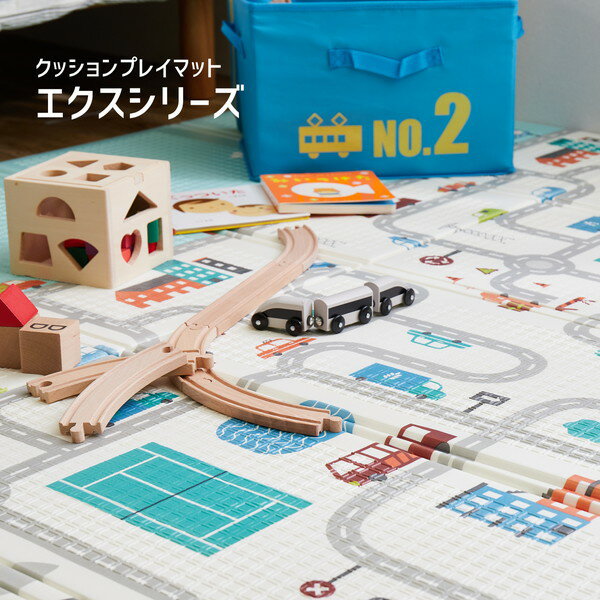 フロアマット 約148×196cm CT折 折りたたみ 撥水 軽量 リバーシブル 水拭き可 防音対策 クッションプレイマット エクスロード【代引不可】[21]