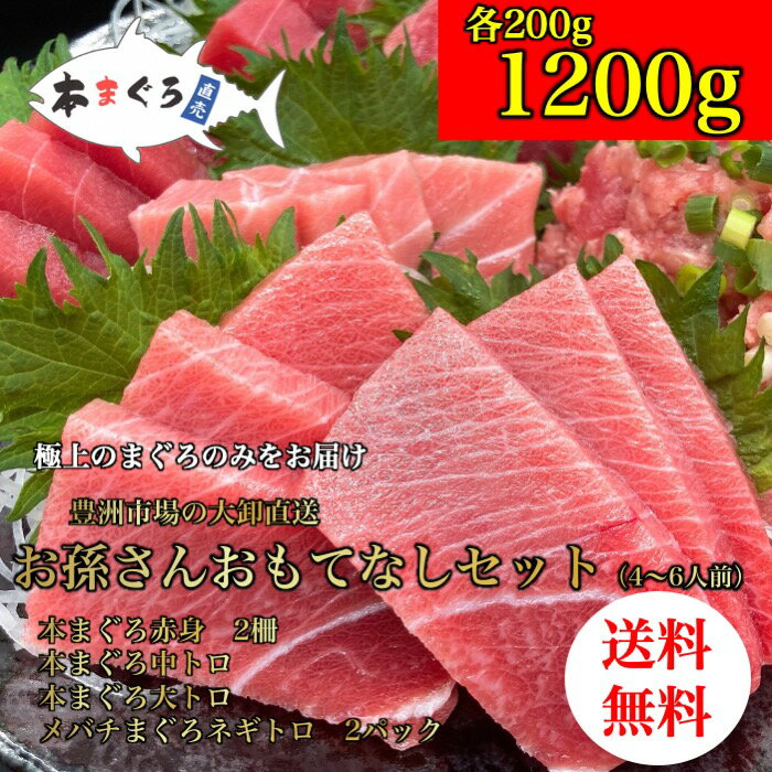 まぐろのギフト 本まぐろ赤身2柵、中トロ、大トロ、ネギトロ2パックセット 1200g 孫セット 海鮮贅沢 ギフト ごちそう お歳暮 （天然まぐろ 天然 マグロ まぐろ 鮪 刺身 刺し身 海鮮丼 手巻き寿司 トロ 切り身 まぐろ切り落し ）