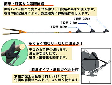 送料B 植木剪定用 太枝切りばさみ ニシガキ太丸 伸縮式3段 太枝切鋏