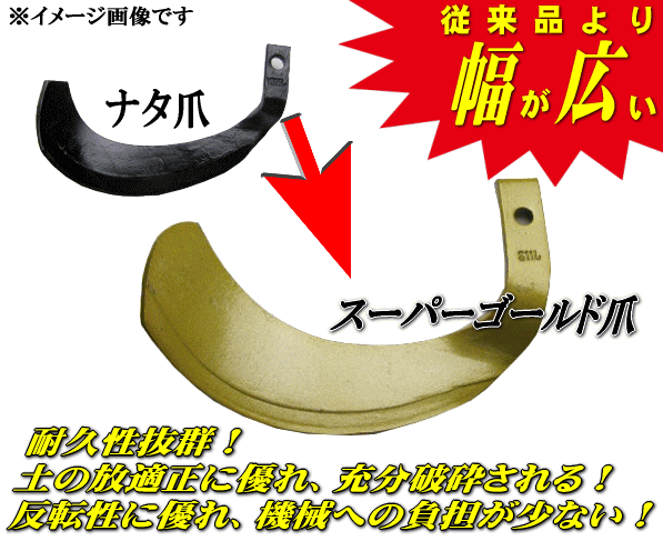 耕耘機 クボタ 爪 【スーパーゴールド爪】61-11 40本組 (耕うん機 耕運機) トラクター