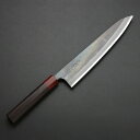 元兼 和牛刀 240mm 両刃 青紙スーパー 割込み 黒打ち仕上げ 赤口輪紫檀八角柄 土佐打ち刃物 極上品(牛刀 和包丁 黒打ち包丁 鍛造 割込み 誕生日 母の...