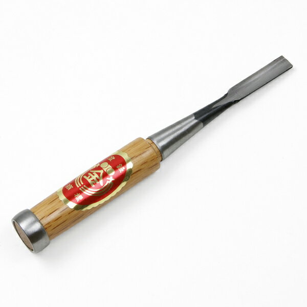 細工鑿 丸型 9mm 白紙2号 赤樫柄 一般向け（木彫り 彫刻 家具製作 建具作り 木工細工)