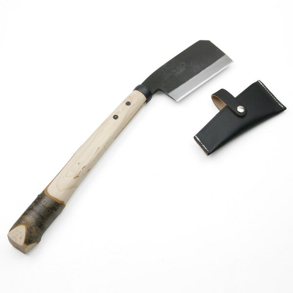 日野浦刃物工房 味方屋作 越後鍛冶鉈 両刃 東型 桜柄 刃当て付き(アウトドア キャンプ 薪割り 枝払い ..
