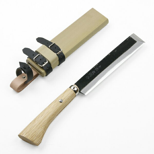 東周作 竹割鉈 両刃180mm 先刃型青紙鋼 鞘付き(ナタ アウトドア キャンプ 林業 薪割り 竹細工)