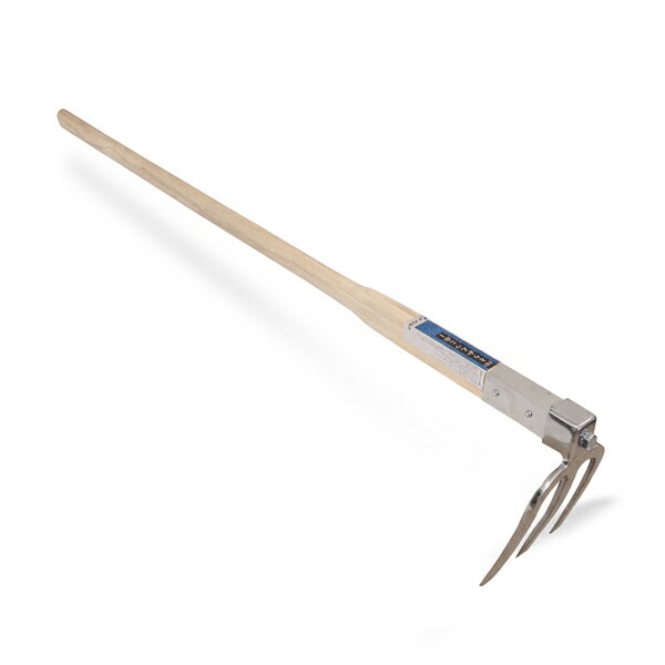 高級 鍛造 ステンレス 三本爪備中鍬 中 1050mm 樫柄付 クサビ不要（くわ クワ 土農工具 農具）