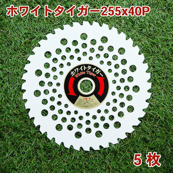 草刈り機用 チップソー ホワイトタイガー255mm×40P 5枚組 まとめ買い草刈・下刈用（草刈機用 替刃 刈払機用）