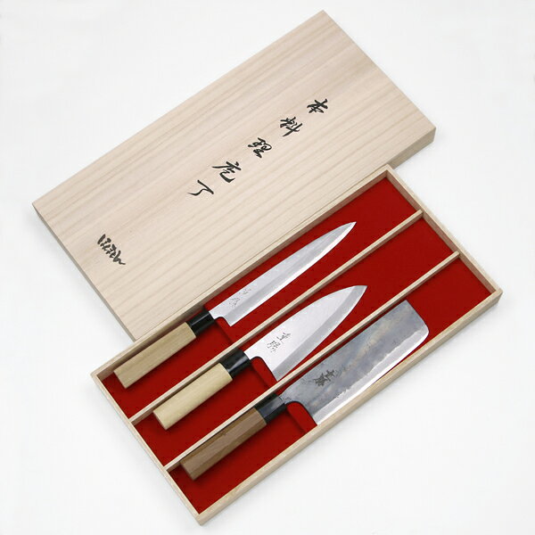 堺 重勝 一般向和包丁 3本組出刃包丁 150mm 柳刃包丁 210mm 菜切包丁170mm 木箱入（ 一般向和包丁 誕生日 プレゼント 退職祝い 日本製）
