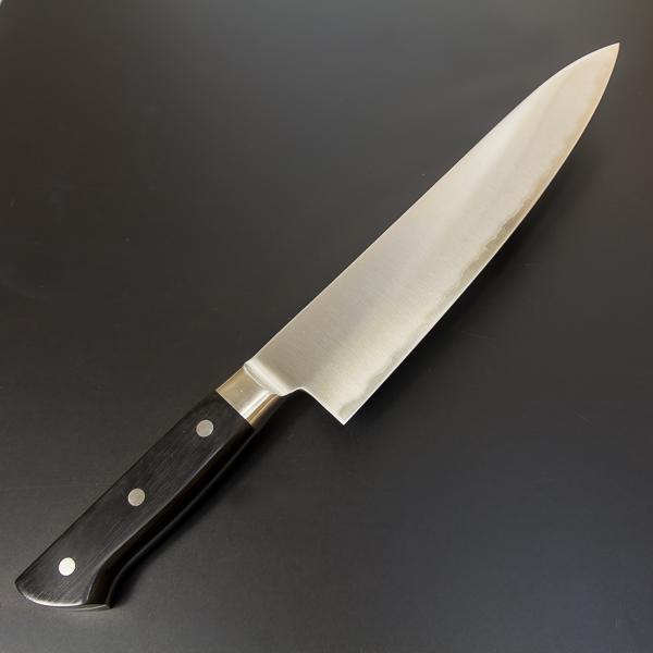 青燕 牛刀 両刃 240mm 青紙スーパー 割込み ステンレス 共口金付き 強化積層木柄(包丁 洋包丁 業務用包丁 シェフナイフ ハガネ割込み ステンレス包丁 日本製)