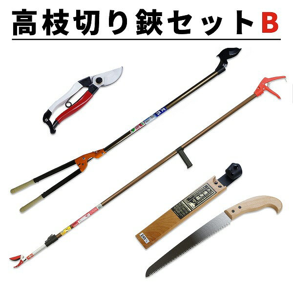 【送料B商品】高枝切り鋏 Bセット 基本4点セット高枝切鋏 太枝切鋏 剪定用鋸 剪定鋏 太枝切り鋏