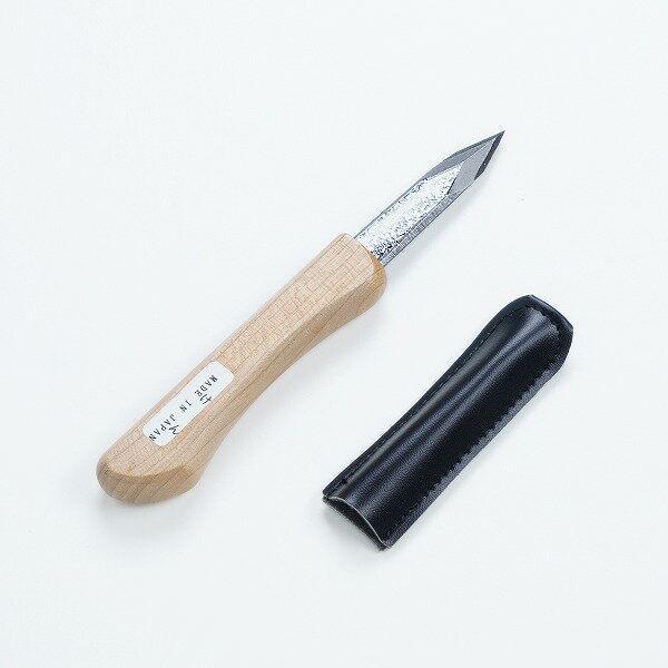 細工用小刀 青紙2号 けん型 槌目片刃 右利き用 合皮カバー付(木工作業