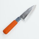 小出刃包丁 片刃 120mm V金10号 槌目仕上げ PVCグリップ ( 和包丁 出刃包丁 料理小包丁 家庭用包丁 ステンレス 釣り アウトドア 敬老の日 日本製 )
