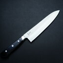 牛刀 両刃 180mm 青紙鋼 割込み ステンレス 共口金付き 黒合板柄(包丁 洋包丁 業務用包丁 家庭向け包丁 シェフナイフ ハガネ割込み ステンレス包丁 日...