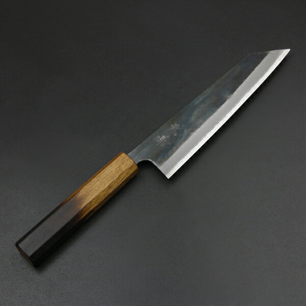 元兼 切付型 和牛刀 180mm 両刃 青紙スーパー 割込み 黒打ち仕上げ 焼き漆柄 土佐打ち刃物 極上品(和包..