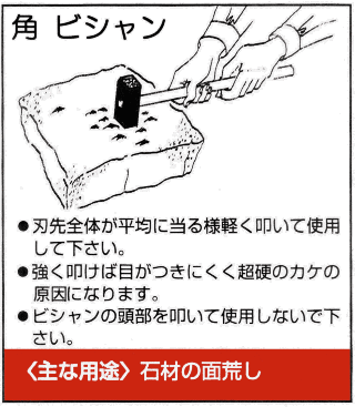 三木技研 特製 角ビシャン25刃 335 柄なし(金槌 ハンマー 石材加工 大工道具)
