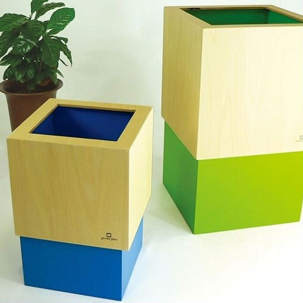 シンプルでコンパクトな木製ゴミ箱 Dust Box W CUBE M ダストボックス ダブルキューブ エム 【ごみ箱】 インテリア＆キッチン雑貨・ファッション小物のお店hono ウッド 可愛い 縦長 リビング …