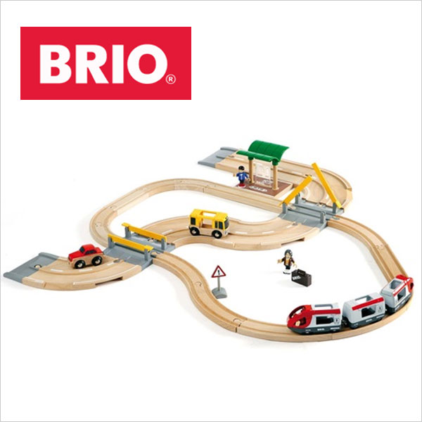 BRIO（ブリオ）レール＆ロードトラベルセット木製レールセット 木のおもちゃ 道路 自動車 列車 電車 1