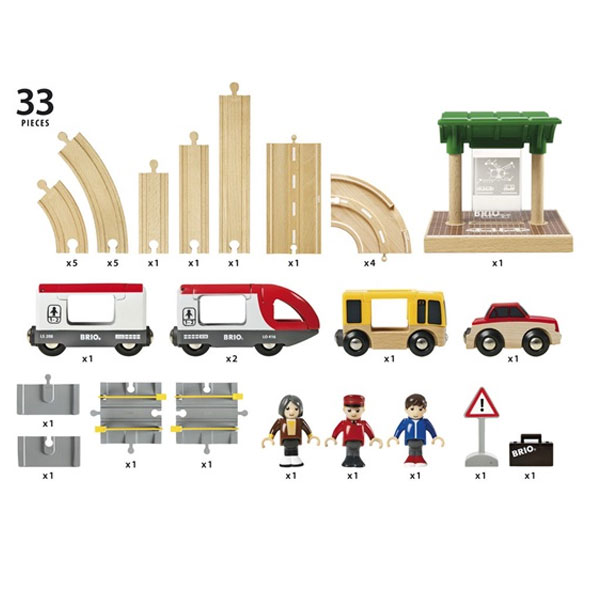 BRIO（ブリオ）レール＆ロードトラベルセット木製レールセット 木のおもちゃ 道路 自動車 列車 電車 3