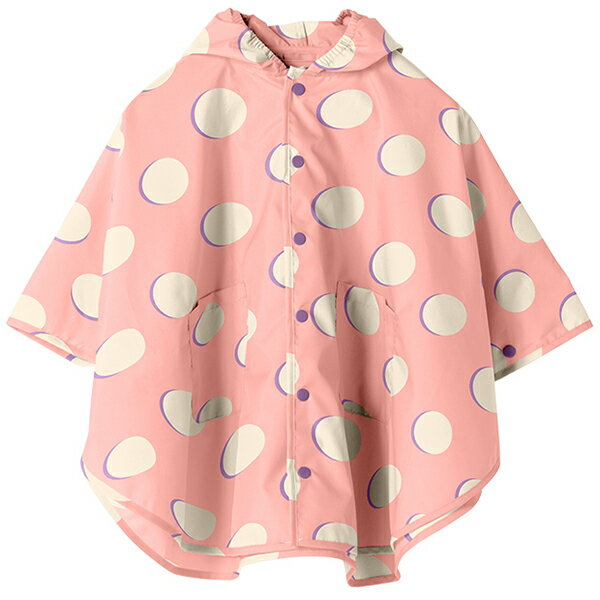 オシャレキッズさんのレインポンチョ！Wpc.KIDS RAIN PONCHO S（MOON DOTS PK）【レインコート かっぱ 雨具 子供 スナップボタン】 レインウェア ポンチョ かわいい オシャレ おしゃれ 梅雨 雨 対策 シンプル 自転車　キッズ 雨合羽 雨具 女の子 ピンク プレゼント