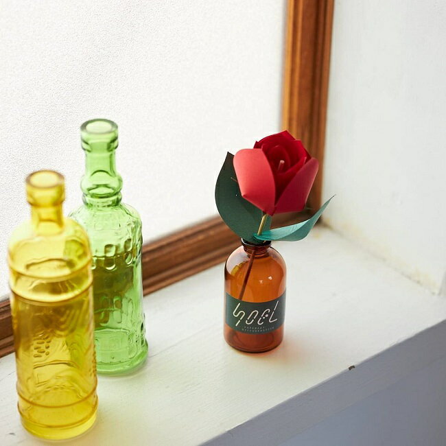 組み立てるインテリア!SOEL(ソエル)バラ【ペーパークラフト キット 紙 安全 リードディフューザー 花 植物】