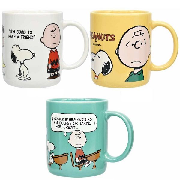 スヌーピーデザインのビンテージ風マグ！PEANUTS MUG【ピーナッツ SNOOPY マグカップ 大きめ 磁器 キャラクター】