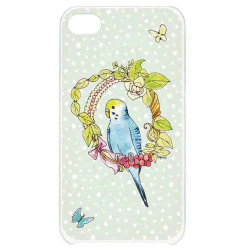 雨宮秀草氏のイラストスマホカバー！ iPhoneカバー インコと蝶（iPhone4/4S専用） 【アイフォンカバー】【iPhone4】【iPhone4S】【雨宮秀草】 インテリア雑貨＆キッチン雑貨のお店hono おしゃれ かわいい プレゼント ギフト 内祝い 小物