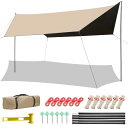 「訳あり特価品★展示品につきお買い得価格★」HBEISE ヘキサタープ ブラックラバー タープ 紫外線カット 6本ペグ 6本ロープ ケース付き アウトドア