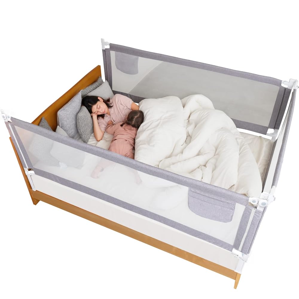 商品情報 商品の説明 主な仕様 【リニューアル版】 BabyGooベッドガードが旧型の性能を引き継ぎ、さらに使いやすく、安全に生まれ変わりました。 【小児科医監修 プロが認めた最高品質】 転落防止や隙間対策などの安全性の追求だけではなく、お父さんお母さんがお世話をしやすい機能性にもこだわった最新型ベッドガードです。 【世界に誇るジャパンクオリティ】 お子様の安全を守るため、世界3大製品安全検査機関でを検査を実施。世界トップクラスの安全規格適合商品です。 【高品質の生産管理体制】 第三者機関の厳しい審査をクリアした「ISO9001認定工場」で生産管理を行っています。確かな管理体制の下で作られる安心の品質です。 【お世話をしやすい機能性を追求】 ベッドに座りながらお世話ができる離脱型昇降バーや見通しやすいメッシュカバー、サイドポケット付きカバーなど便利な機能も盛りだくさんです。 【圧倒的安定感を実現】 ベッドガードの安定感を高める改良を加えました。旧型標準装備のL字脚取り付け用の固定ベルトと固定ネジに加えて連結設置用のL字カバーと連結固定ベルトも追加しました。 【使い勝手を極めたストレスフリー設計】 上部昇降フレームが伸縮する業界初のアジャスト機能を搭載。横フレームのサイズ微調整を可能にしたことで、ロック時にはしっかりと固定しながらも、稼働時は引っかかりがなくスムーズに昇降できるように改善しました。 の固定ベルトと固定ネジに加えて連結設置用のL字カバーと連結固定ベルトも追加しました。 【赤ちゃんの眠りを妨げない静音設計】 横フレームの昇降動作をスムーズにすることで、摩擦音の大幅カットに。 【高品質と低価格を実現】 大量生産かつ独自の生産体制で中間マージンを大幅カット！仲介業者を通さず良品で低価格を実現しました。