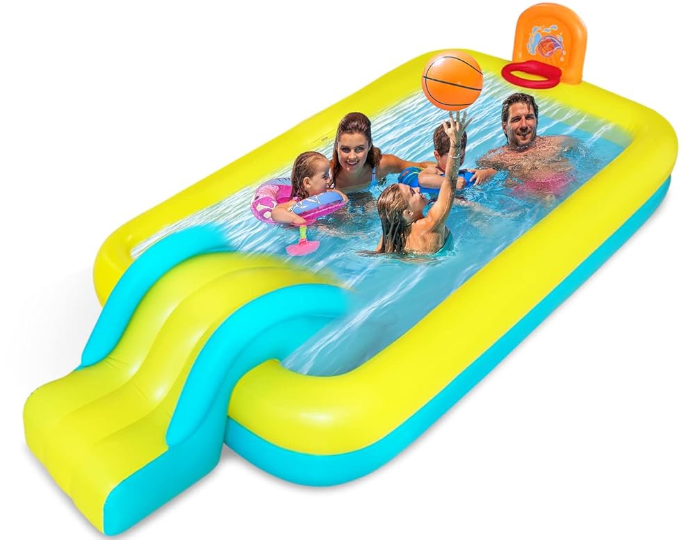 「訳あり新品★外箱段ボールにキズ・汚れあり・中身は新品です」プール 大型 3m 2025夏革新モデル 【滑り台&バスケットゴール付き】 日本語説明書付き