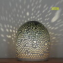 螢の華“陶灯りセット3008”　陶器のランプシェードと乾電池式LEDライト“光kiwami”のセットです。一品物　送料無料