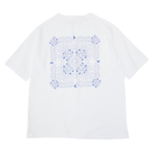 CLUCT クラクト : 半袖ファイヤーフラワーTシャツ(ワイド) WHITE