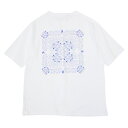 CLUCT クラクト : 半袖ファイヤーフラワーTシャツ(ワイド) WHITE