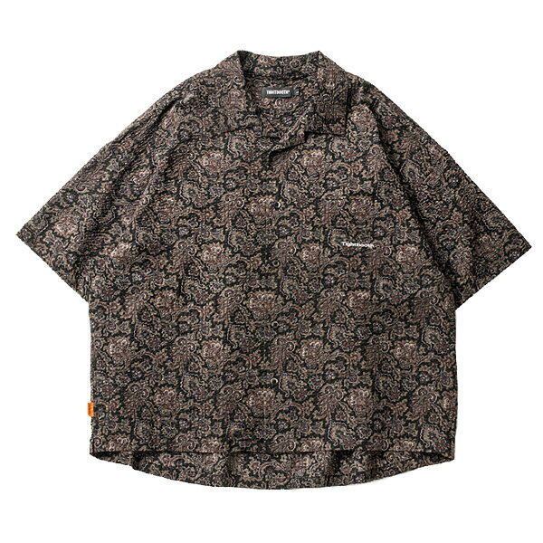 TIGHTBOOTH PRODUCTION タイトブースプロダクション : 半袖ペイズリー リップルオープンカラーシャツ BLACK