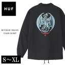 HUF ハフ コーチジャケット ライトアウター ブラック 黒 4サイズ 大きいサイズ 2020 新作 メンズ スケーター ファッション ストリート S M L XL お洒落 レア 限定 HUF MAGIC DRAGON COACH JACKET BLACK