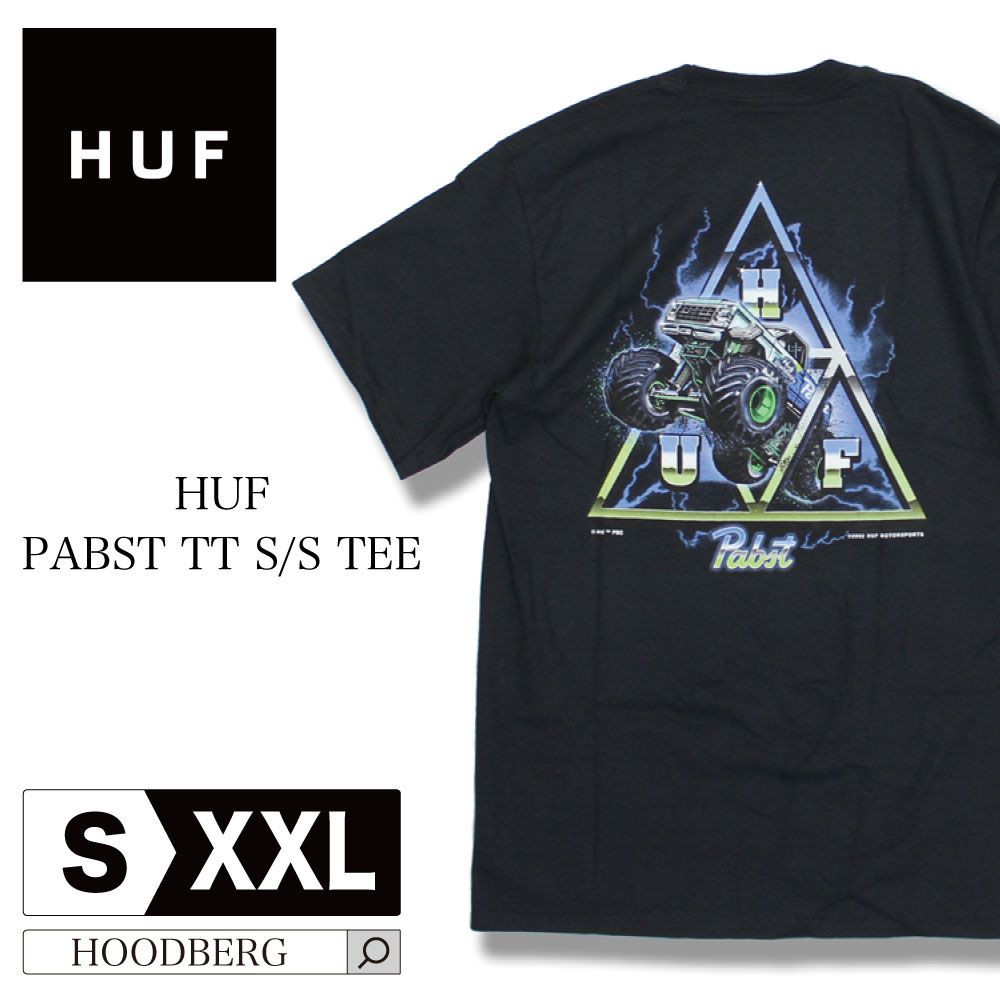 HUF ハフ Tシャツ 半袖 PABST BLUE RIBBON BEER コラボ コラボレーション ビール スケート スケーター ファッション 黒 ブラック S M L XL XXL 大きいサイズ メンズ 10代 20代 30代 40代 50代 …