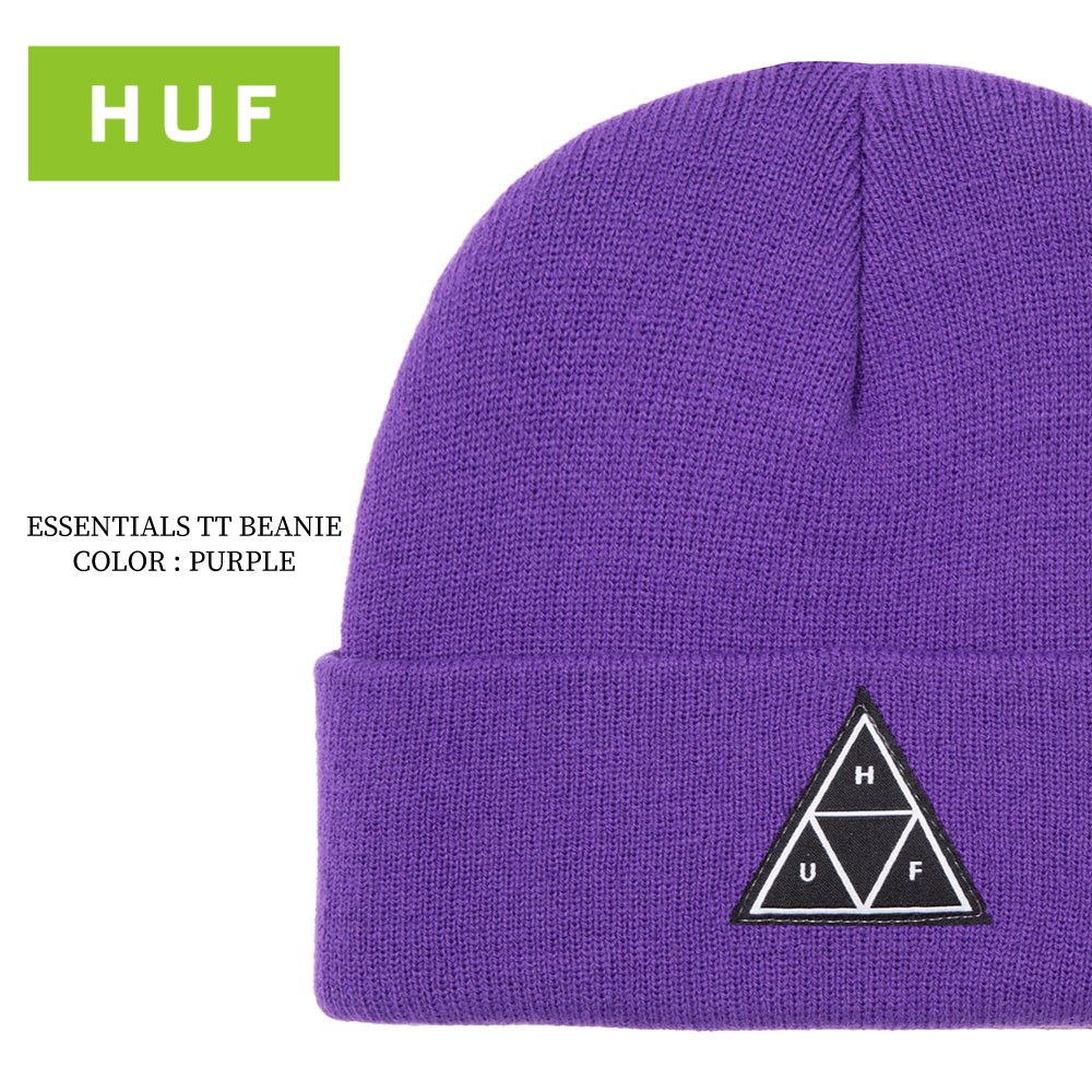 HUF ハフ HUF ESSENTIALS TT BEANIE PURPLE 紫 ハフ ボックスロゴ ニット帽 帽子 ビーニー ワッチ ショートビーニー スケート ブランド スケボー メンズ レディース 男女兼用 プレゼント スノボー アメリカ ブランド おしゃれ モテる 映え OFF WHITE zozo town ゾゾタウン