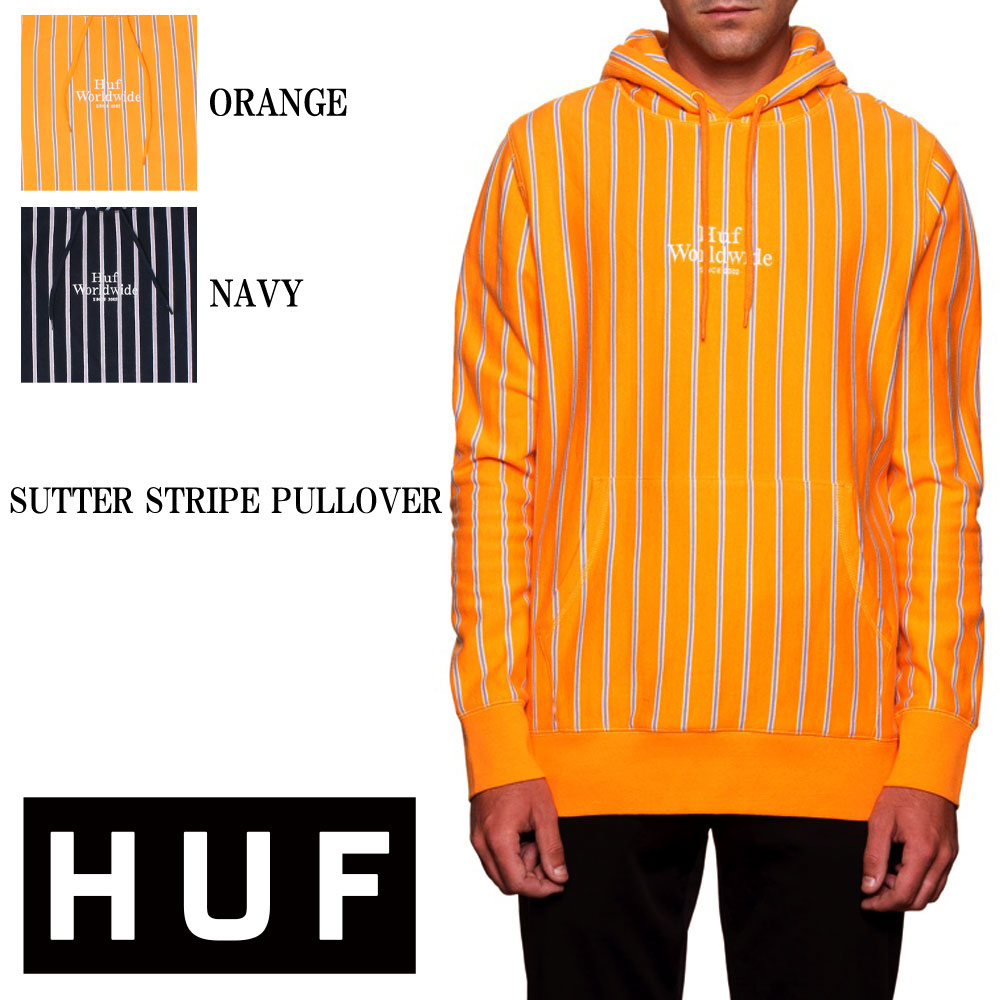 楽天HOODBERGHUF ハフ パーカー プルオーバーHOODIESUTTER STRIPE PULLOVER オレンジ ストライプ 生地厚 大きいサイズ アメリカンサイズ 新作 メンズ スケーター ファッション ネイビー オレンジ ストライプ シャッター ストリート クリスマス 日本未入荷 アメリカ限定 クリスマス