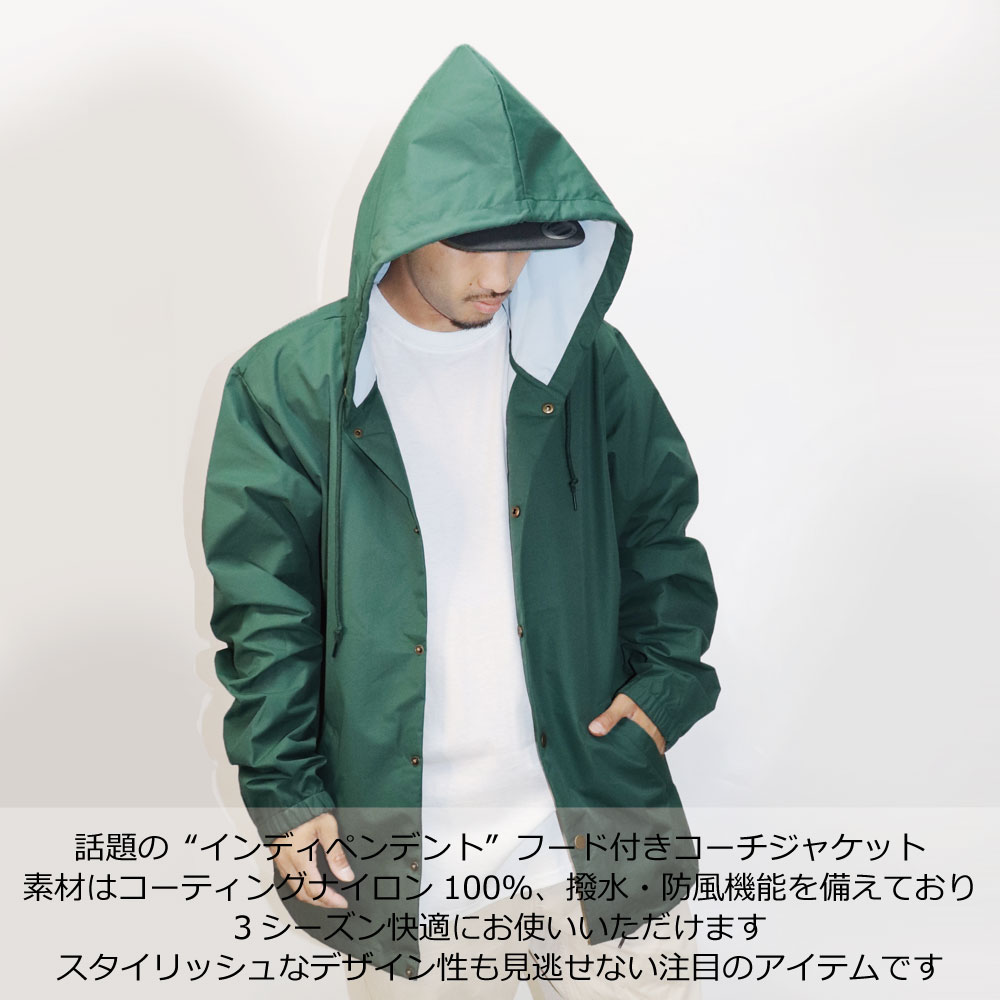 コーチジャケット フード付き インデペンデント INDEPENDENT アウター メンズ レディース 防風 防水 防寒 キャンプ アウトドア クラシック フーディー オールドスクール hoodluck-10002439 HOOD LUCK キャップ&アパレル サンプル画像2