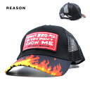 リーズンクロージング Reason Clothing メッシュキャップ ファイアー ワッペン キャップ フリーサイズ 帽子 メッシュ 大きいサイズ バイカー ラ...