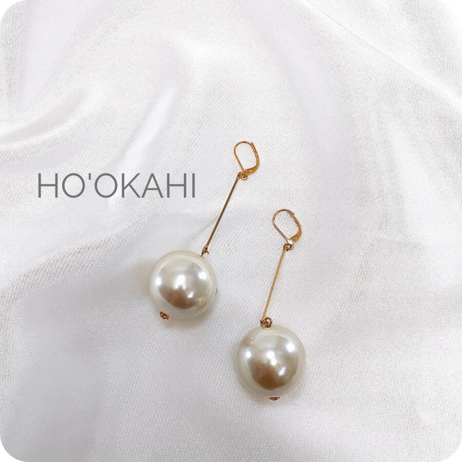 【大粒 パール ピアス/イヤリング】一粒 パールピアス パールイヤリング 大粒 25mm 揺れる スティック ロング シンプル ホワイト ナチュラル エレガント 大人 結婚式 レディース アクセサリー イミテーションパール ゴールド プレゼント ギフト 可愛い