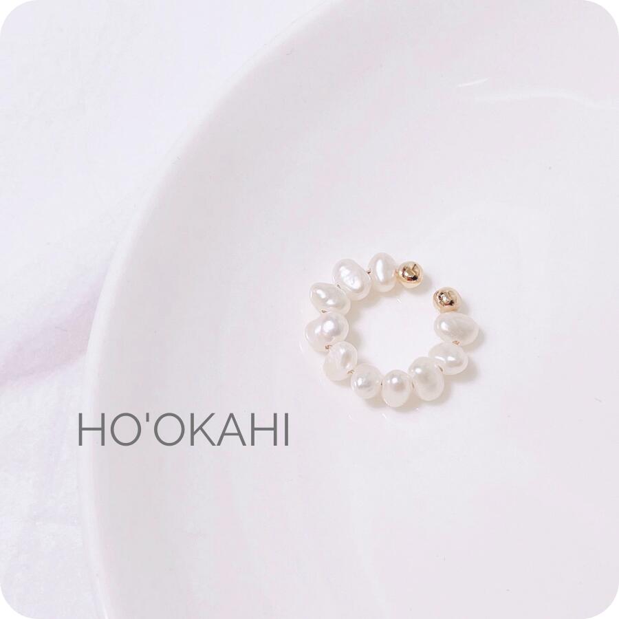 再再再再販!【本物 淡水パール シンプル イヤーカフ】hookahi ホオカヒ 片耳 レディース 淡水真珠 イヤークリップ デザイン ピアス イヤリング 痛くな...