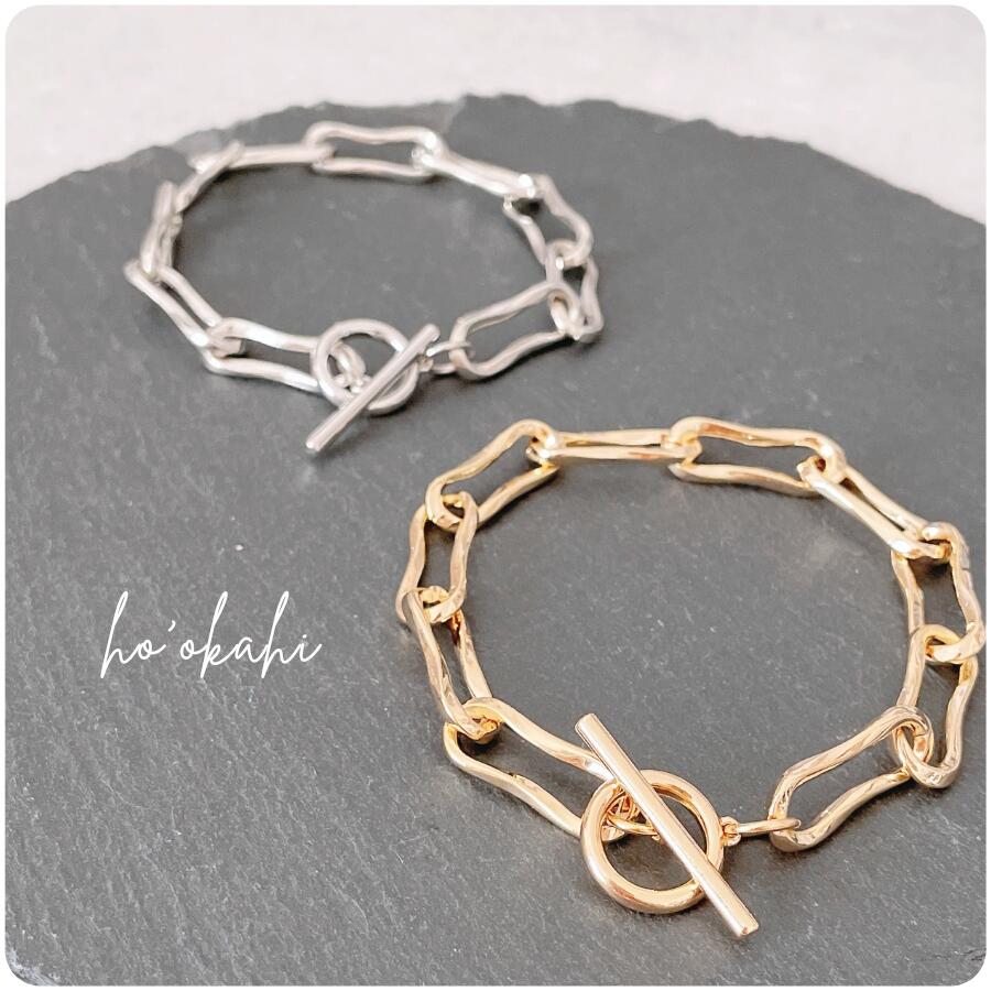 【2Color】チェーンブレスレット【約 18cm /約 21cm 】ブレスレット チェーン ビッグシルエット マンテル ゴールド シルバー 大きい 太い レディース メンズ お洒落 おしゃれ カジュアル ペア 存在感抜群 プレゼント デザインチェーン アクセサリー デザインチェーン