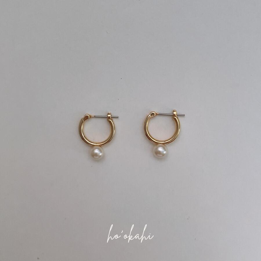 【サイズが選べる】【パール フープ ピアス / イヤリング】金属アレルギー対応 6mm 8mm 10mm 12mm 大人 上品 シンプル ゴールド シルバー 高品質