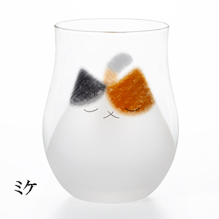 石塚硝子アデリアグラス わたしの家族猫グラス 容量：340mlソーダガラス日本製ミケ・トラ・ブチよりお..